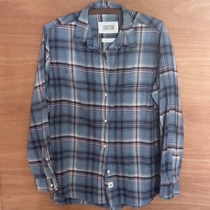 Grayson The Hero button down shirt size 04/L blue plaid cotton checkered hi-low